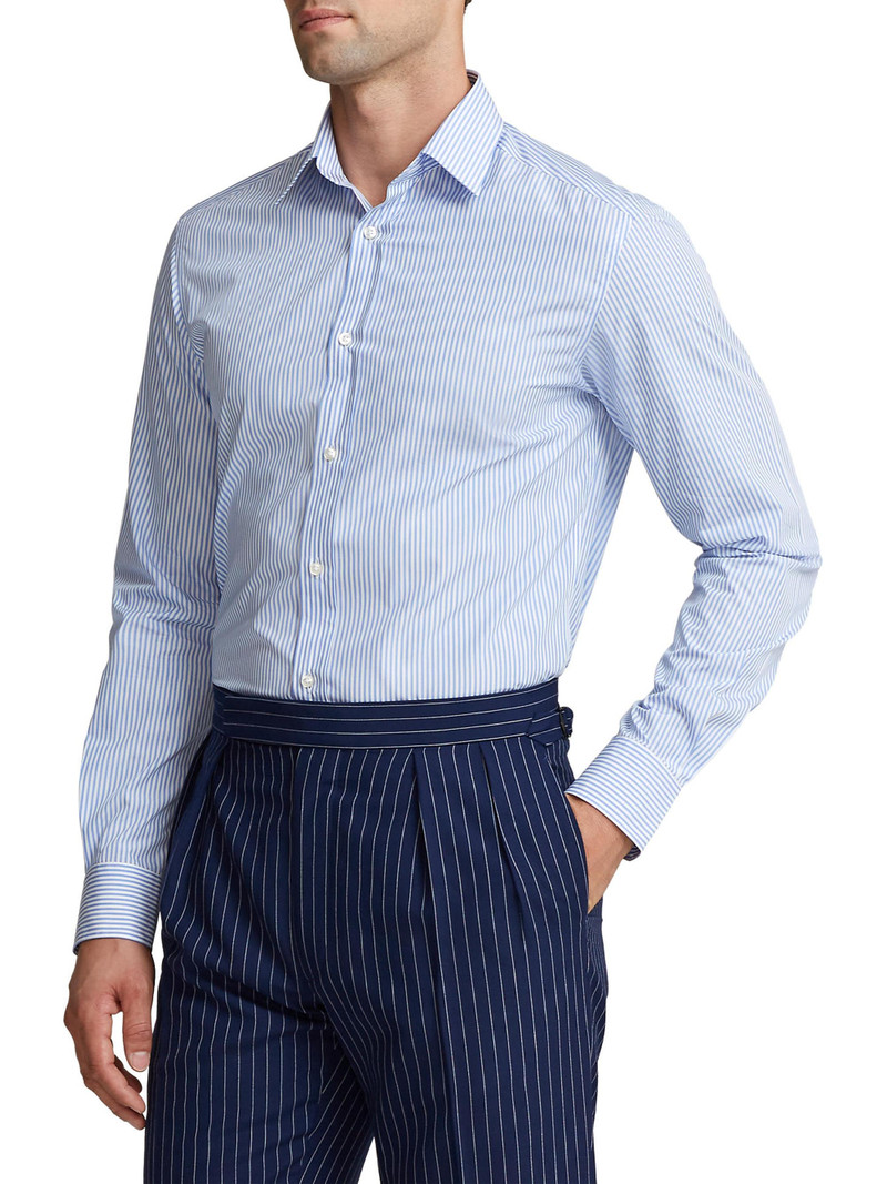 Men's Philip NK Striped Cotton Long-Sleeve Shirt - Blue White 4