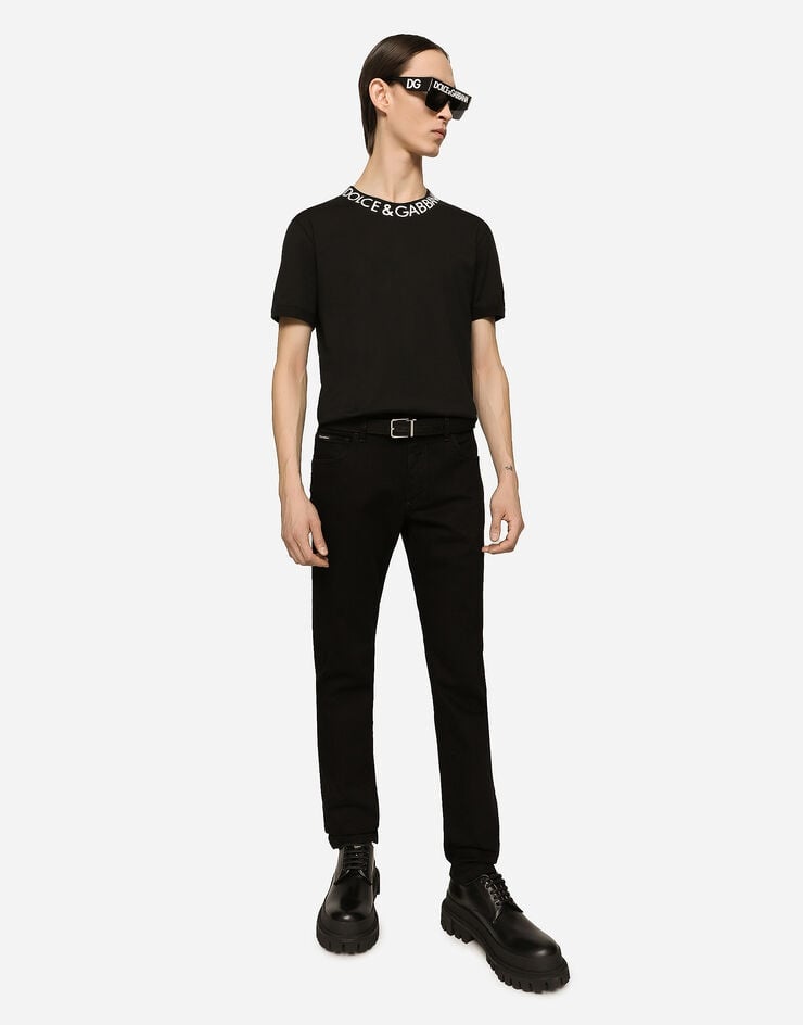 Black wash slim-fit stretch jeans - 5