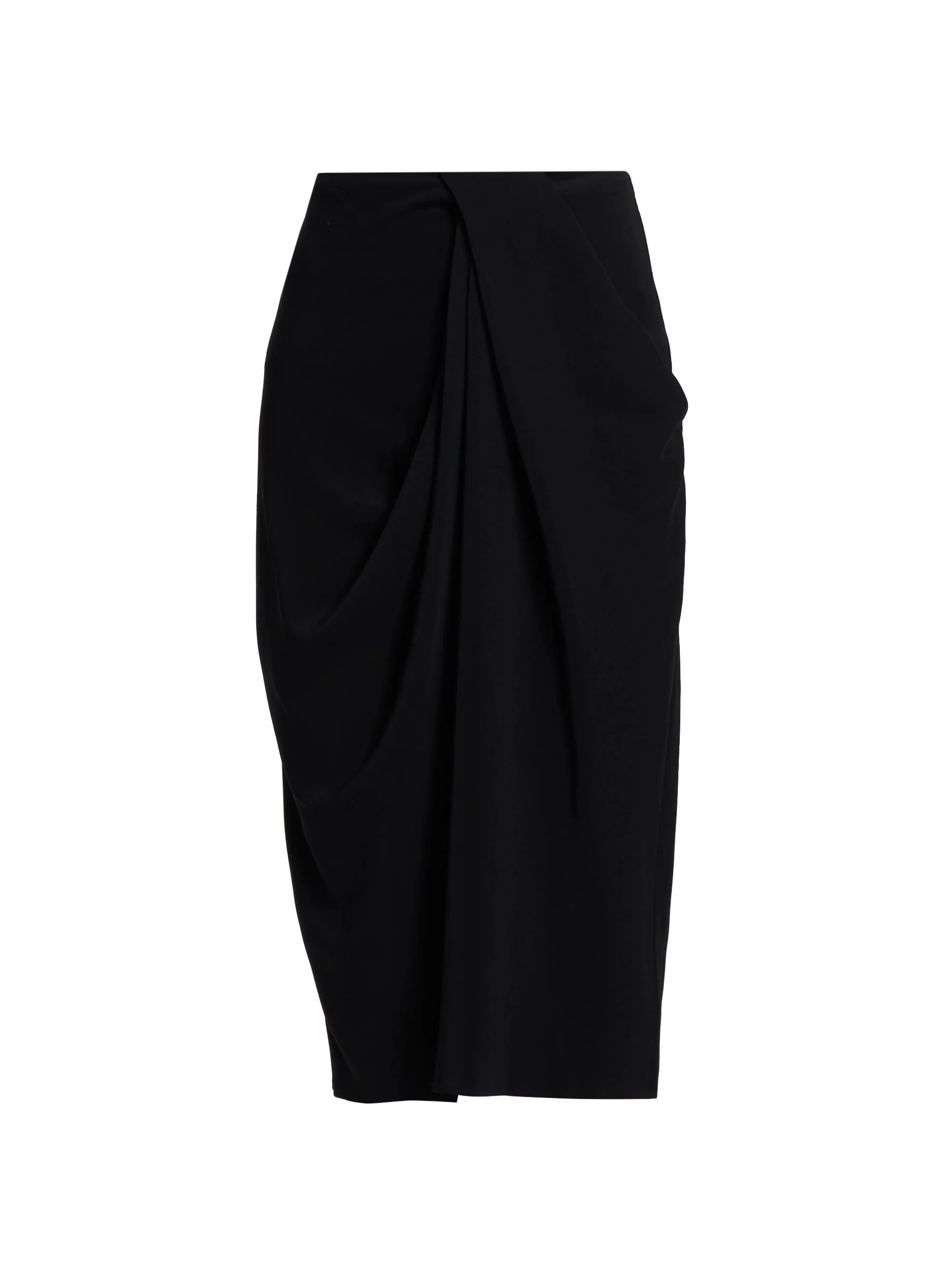 Women's Draped Midi-Skirt - Black - 1