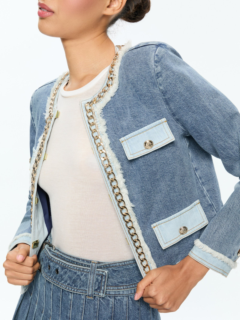 LANDON CROPPED JACKET WITH GOLD CHAIN 5