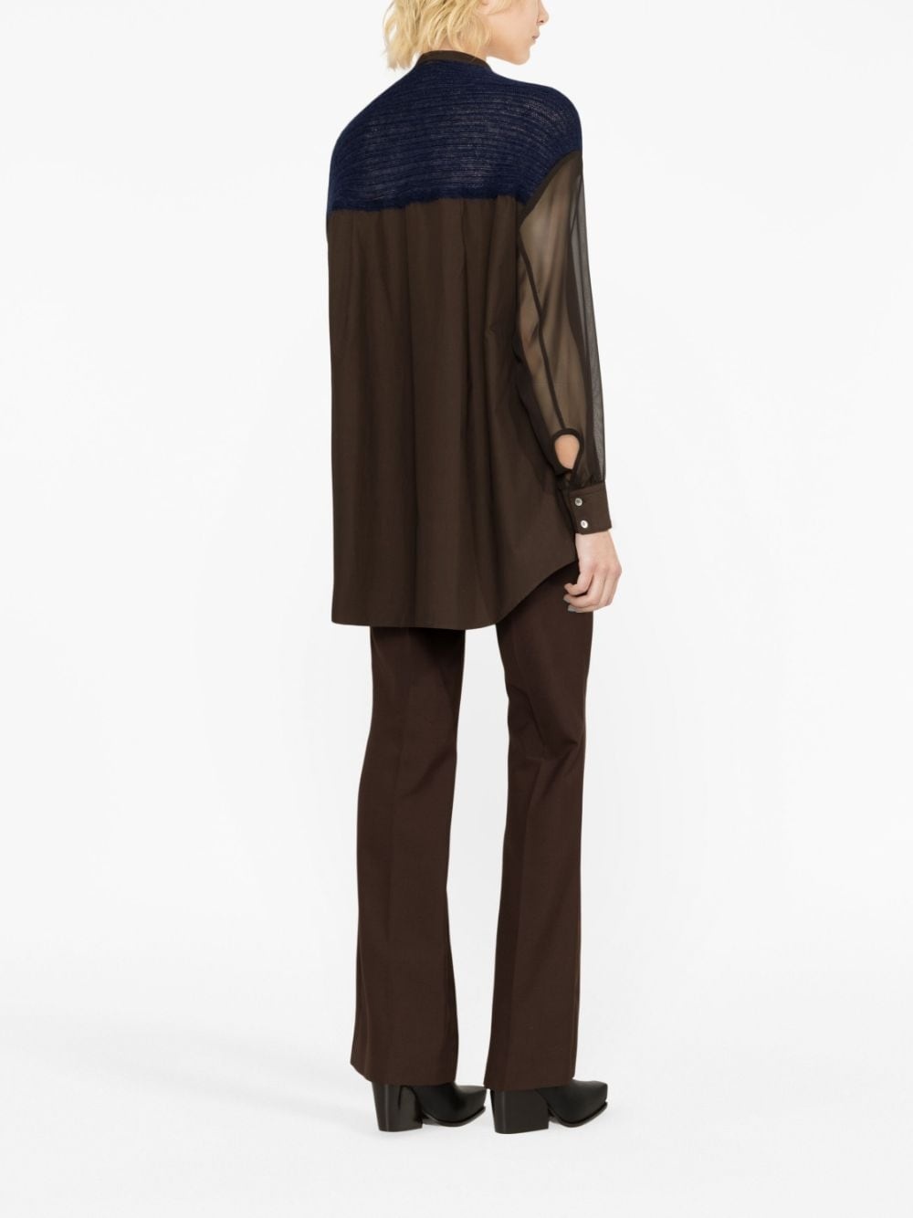panelled poplin shirt - 4
