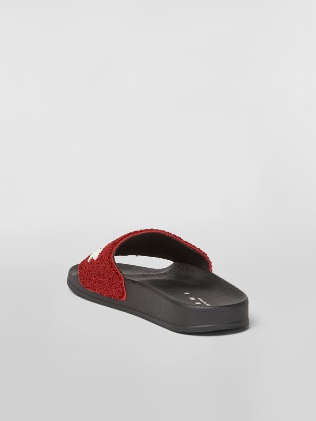 RUBBER SANDAL WITH WHITE AND RED TERRY-CLOTH BAND - 3