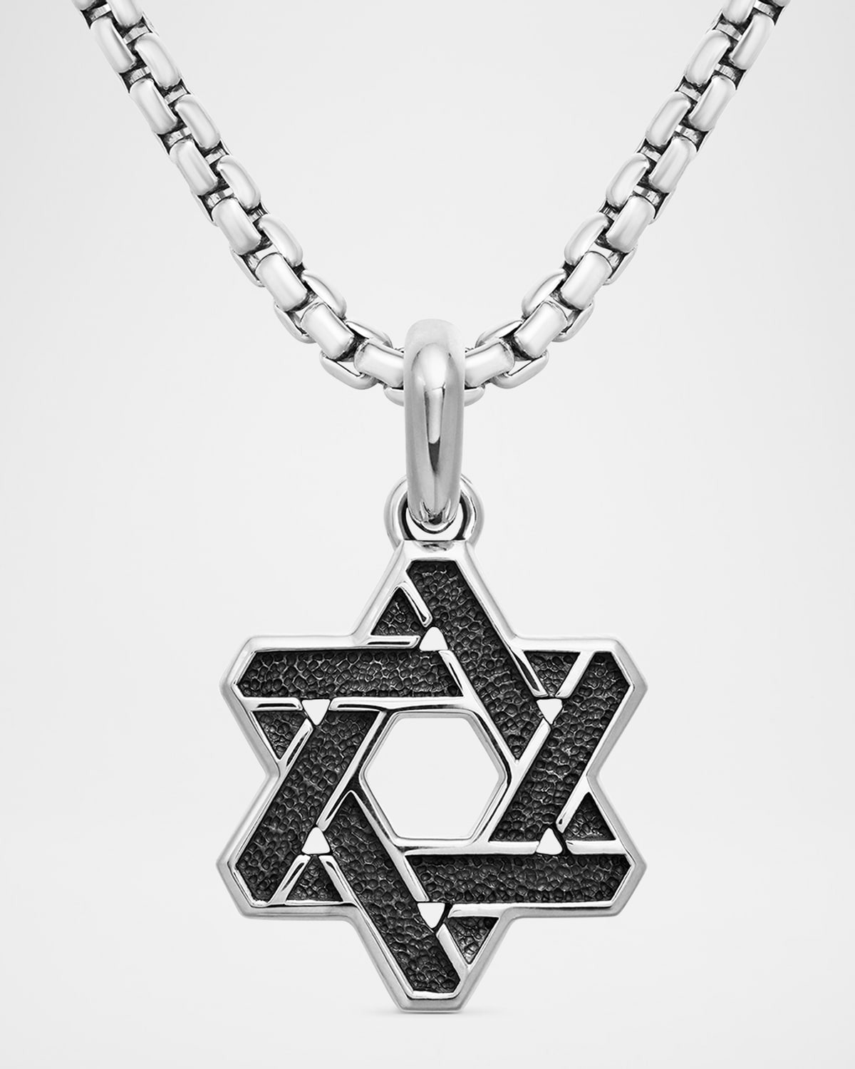 Men's Cable Star of David Pendant in Silver, 19mm - 3