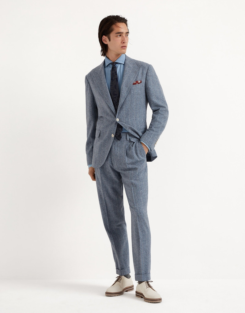 Lightweight denim slim fit shirt with spread collar 5