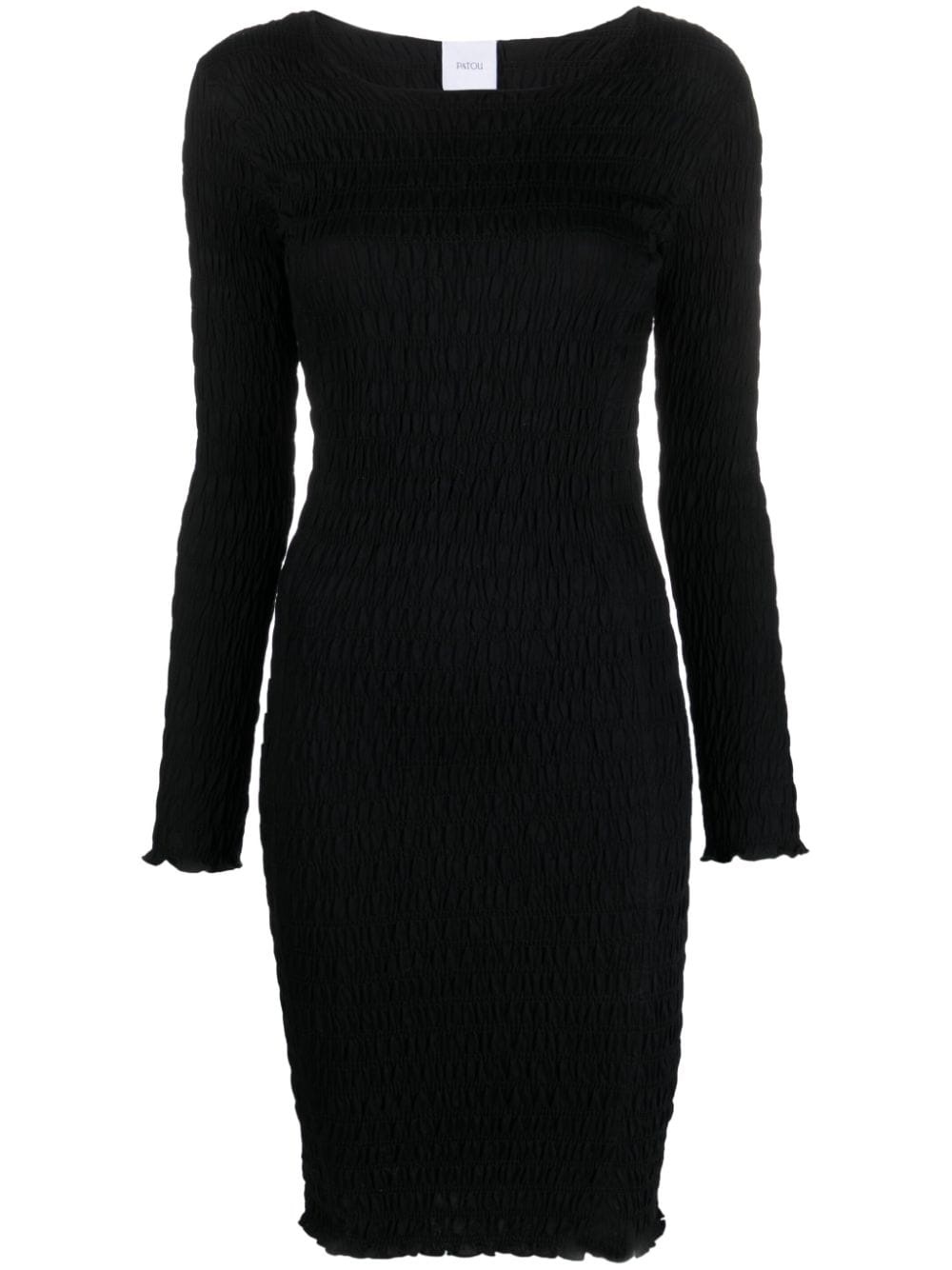 textured-finish long-sleeve dress - 1