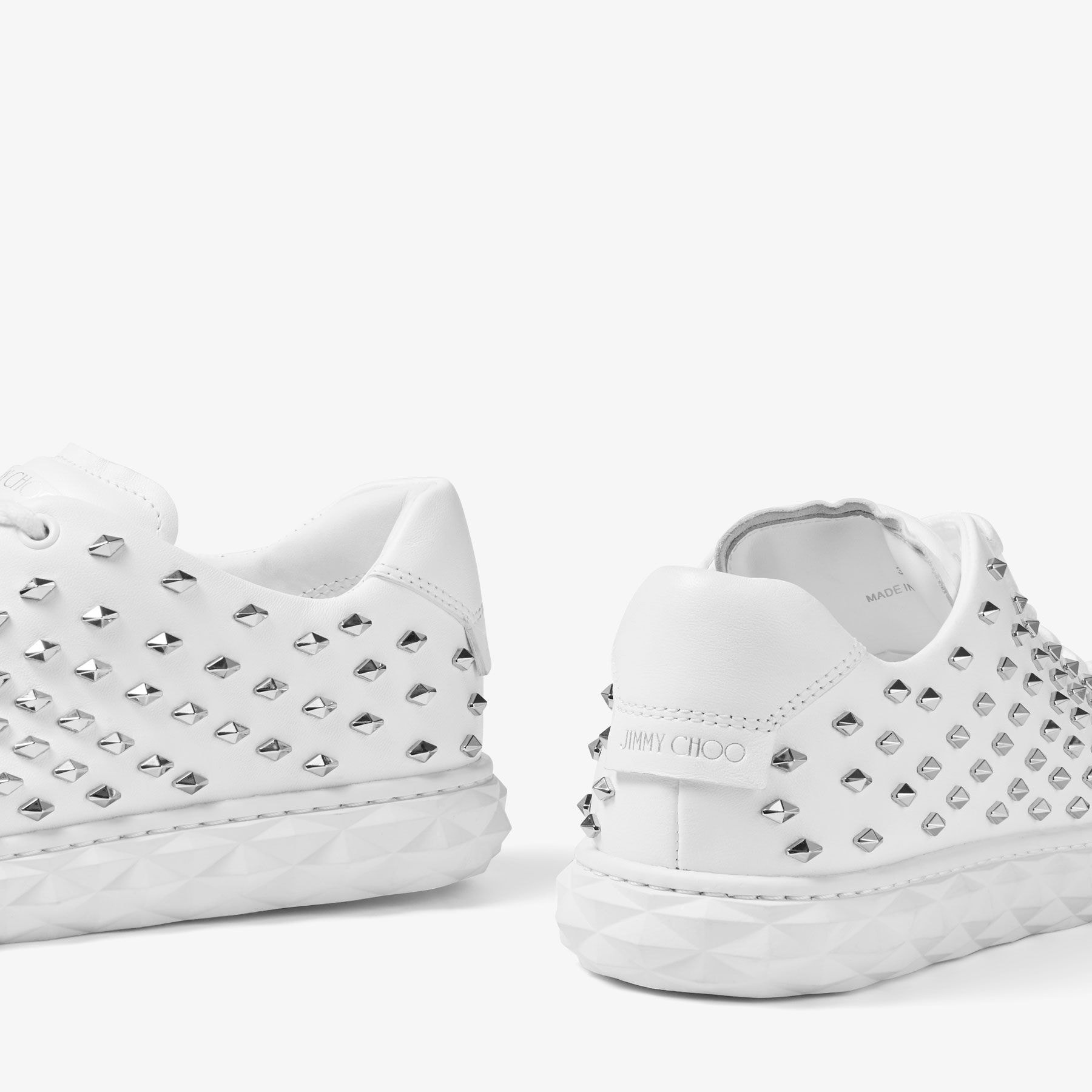 Diamond Light/F
White Nappa Low-Top Trainers with Studs - 3
