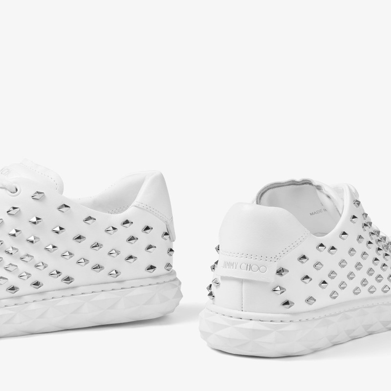 Diamond Light/F
White Nappa Low-Top Trainers with Studs 3