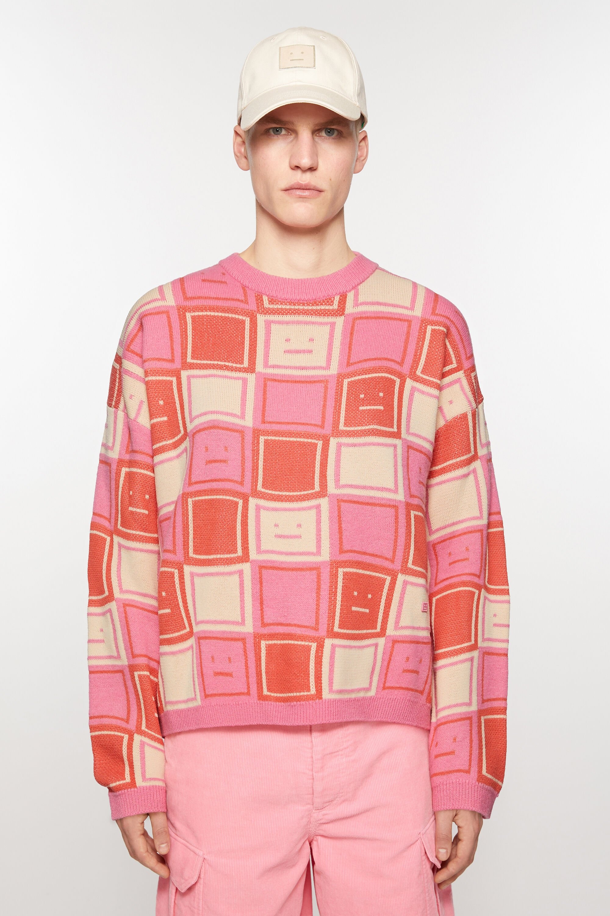 Jacquard crew neck jumper - Rusty orange/tango pink - 2