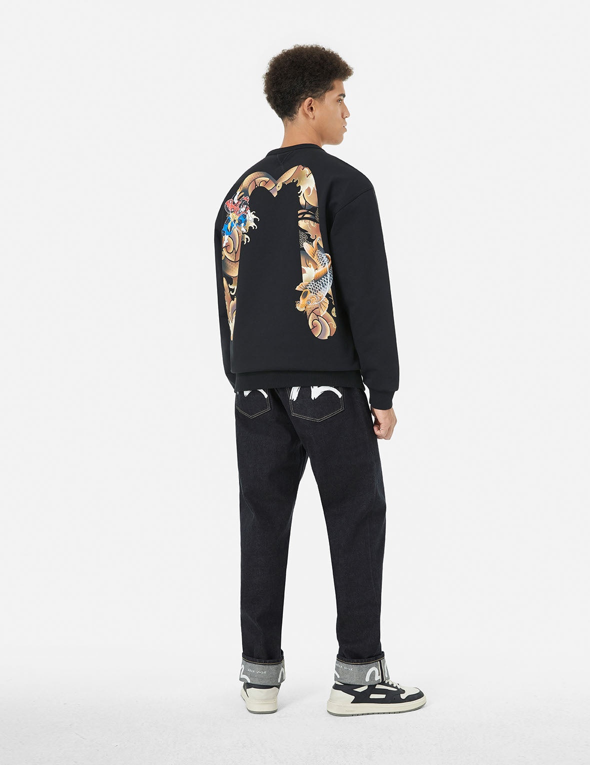 Brushstroke Seagull Print Straight Fit Jeans - 3