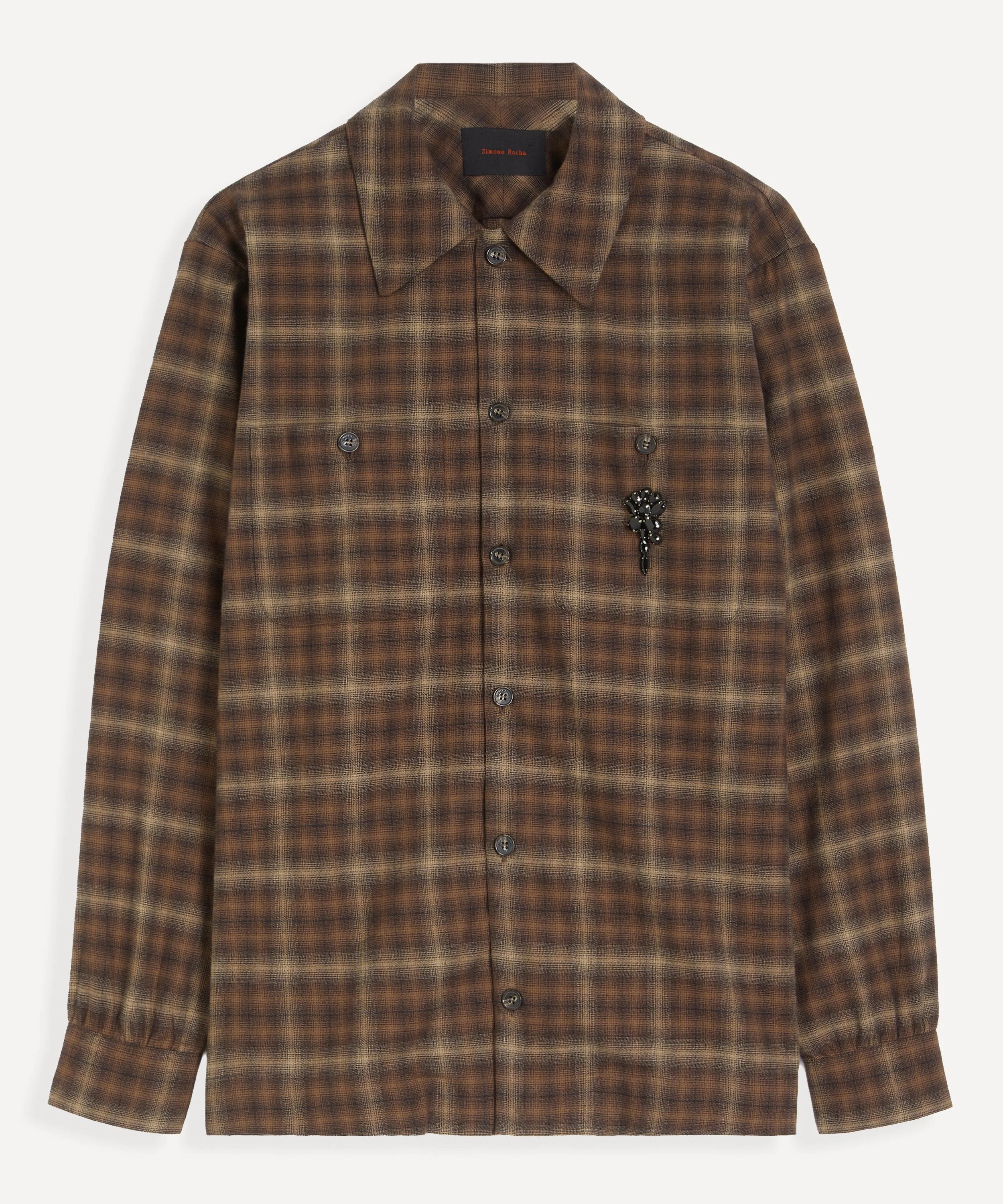 Ruffle Slash Flannel Shirt - 1