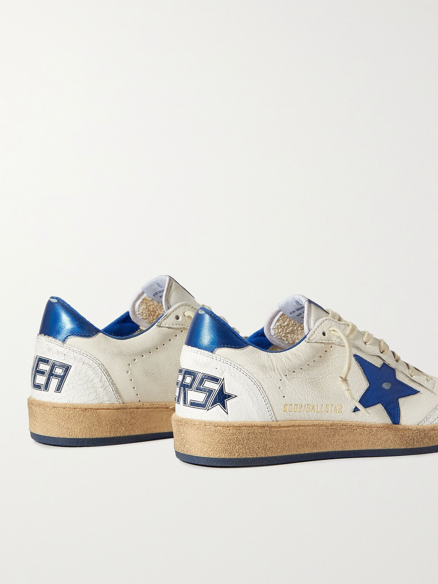 Ball Star Distressed Leather Sneakers White - 4