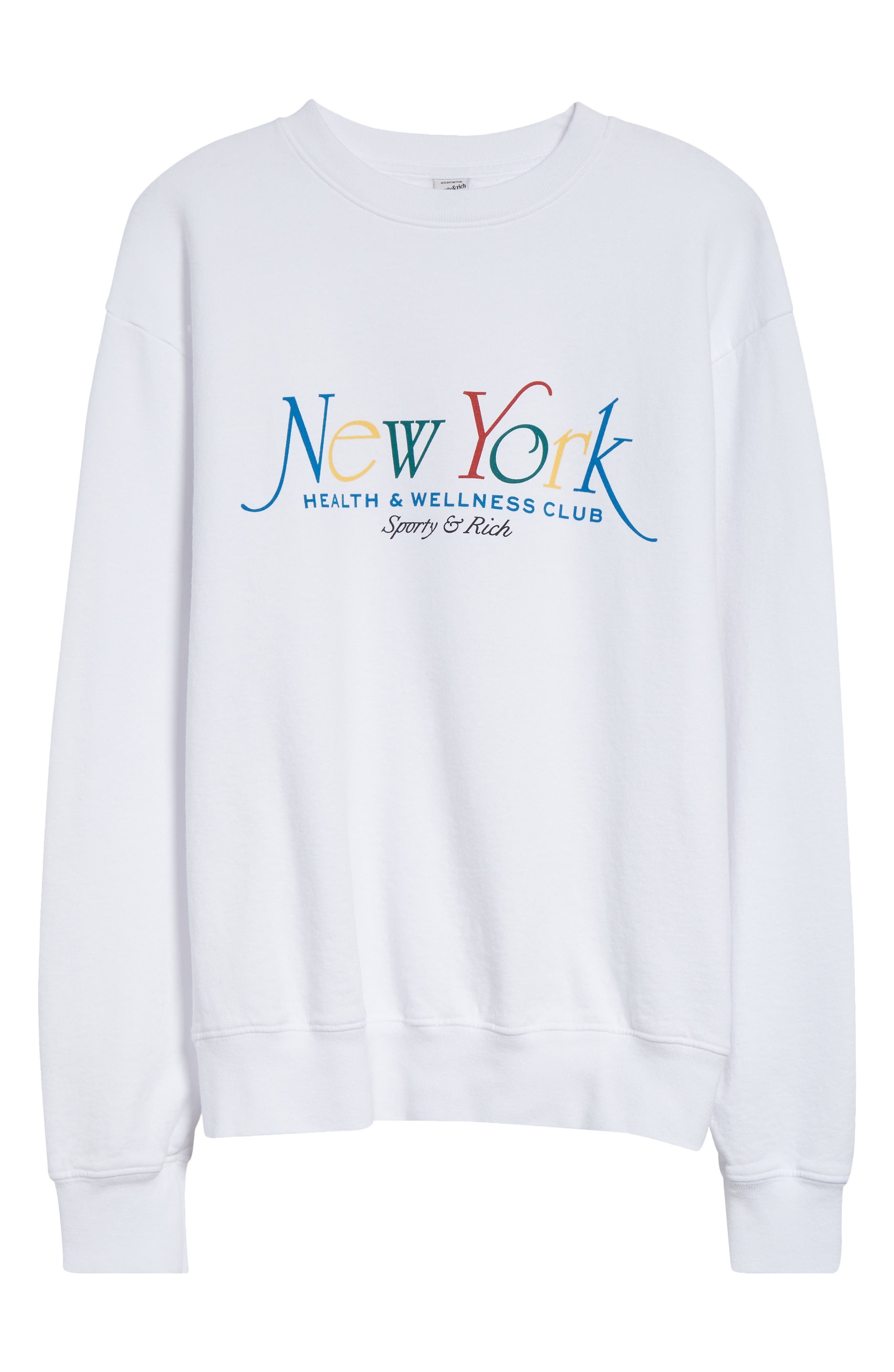 Sporty & Rich NY 94 Long Sleeve Cotton T-Shirt in White/Ruby/Alpine/Blue at Nordstrom - 5