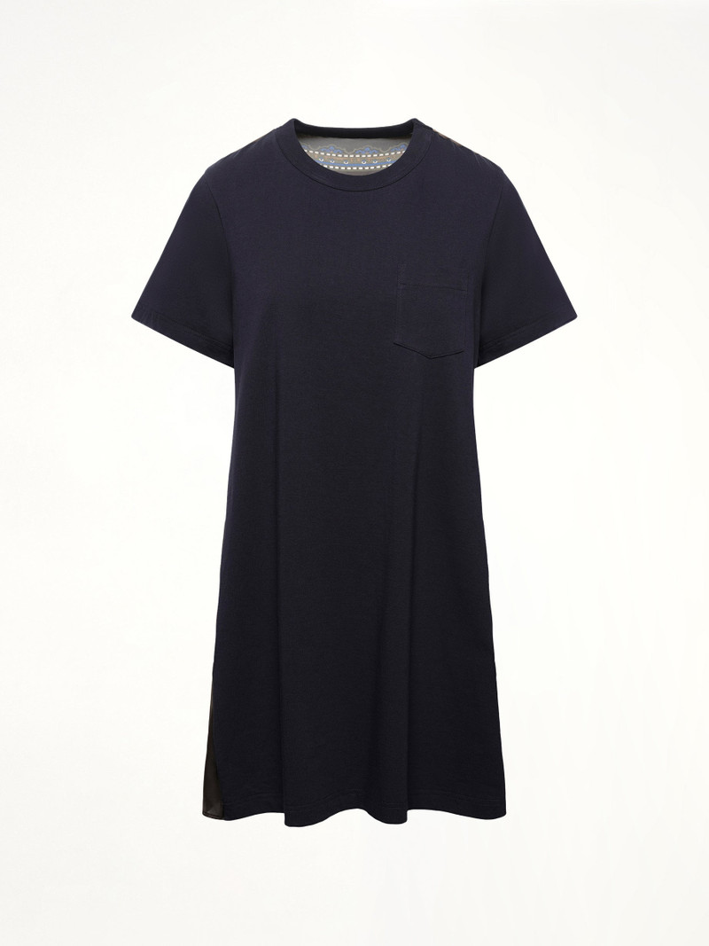 sacai Paisley Print x Cotton Jersey Dress in Navy/Khaki outlook