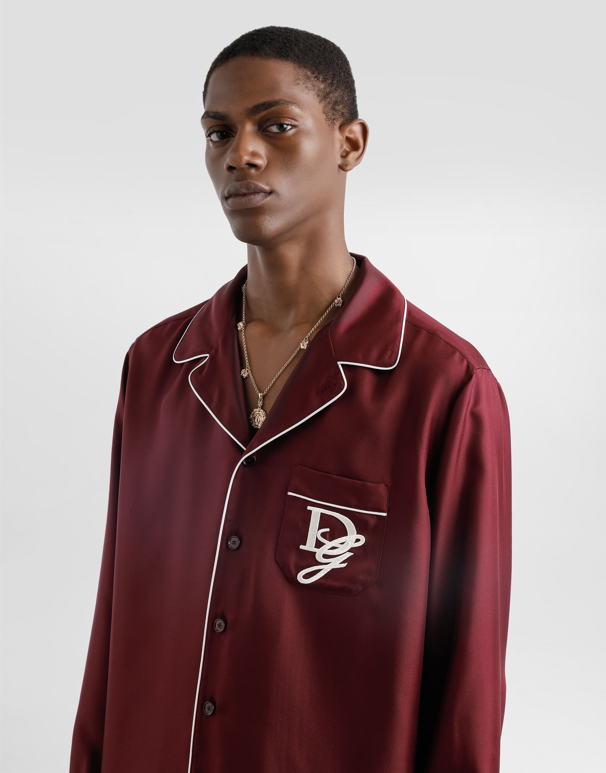 Silk vanity shirt with logo embroidery - 4