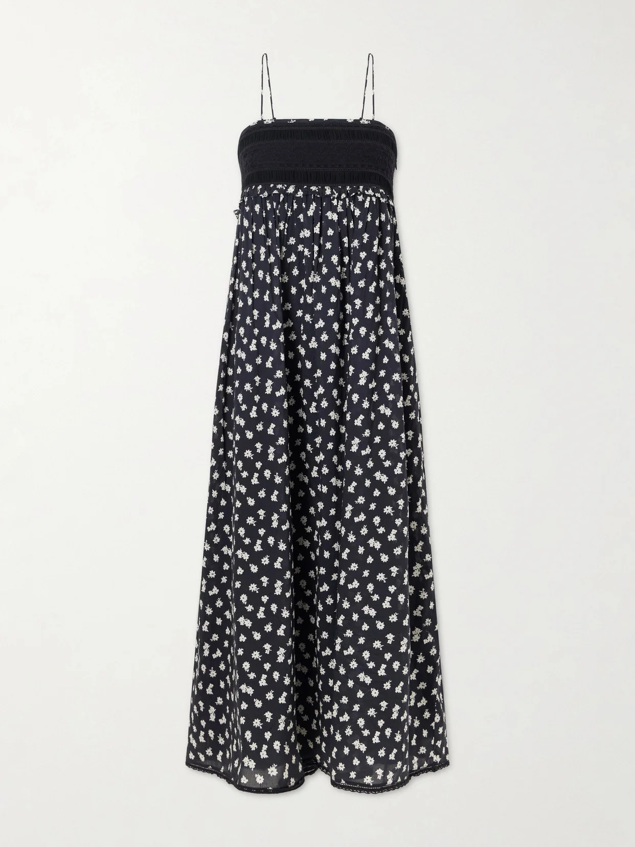 Danielle Floral-print Lace-trimmed Cotton Maxi Dress - 1