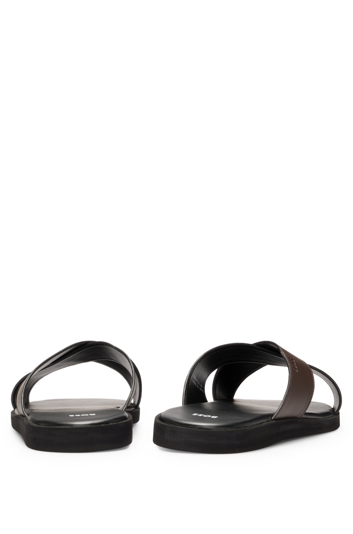 FAUX-LEATHER SLIDES WITH TWO-TONE STRAPS - 5