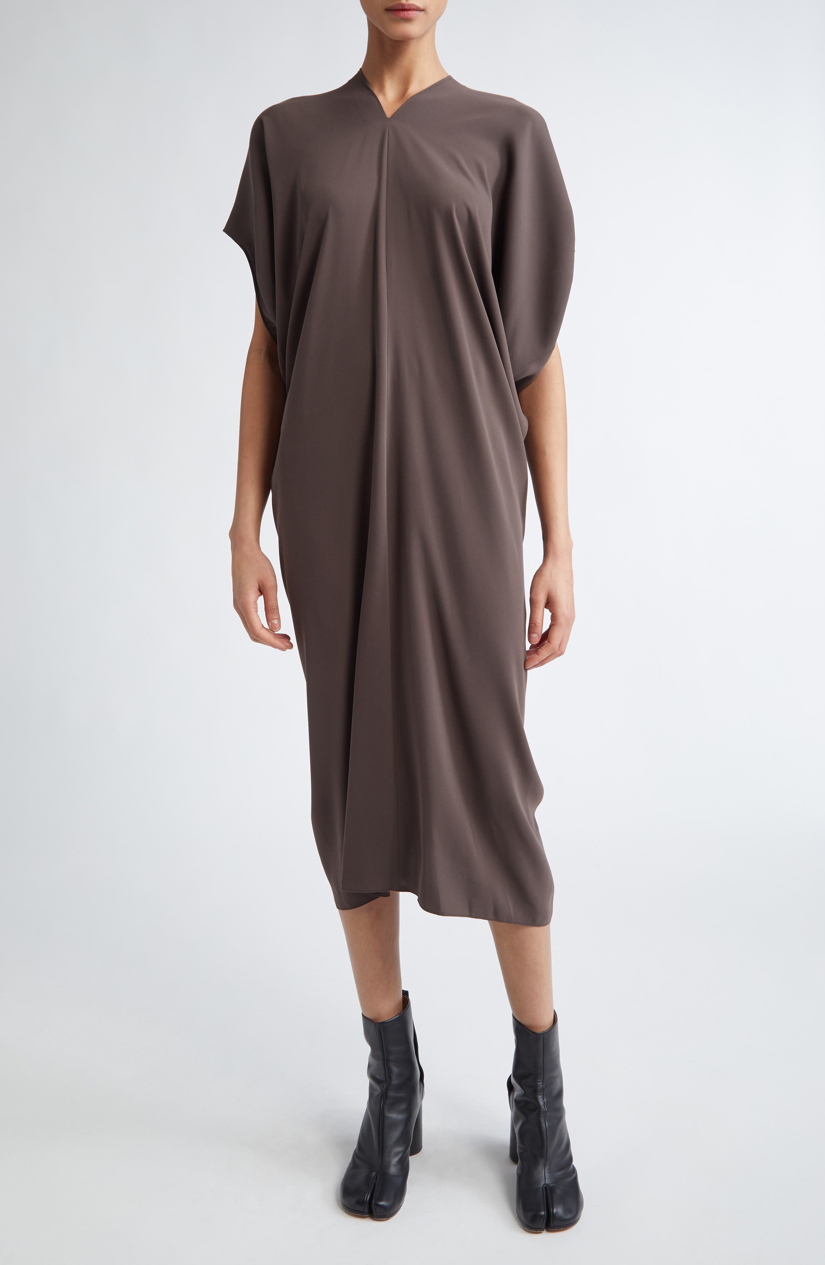 MM6 Maison Margiela Draped Midi Dress in Brown at Nordstrom - 1