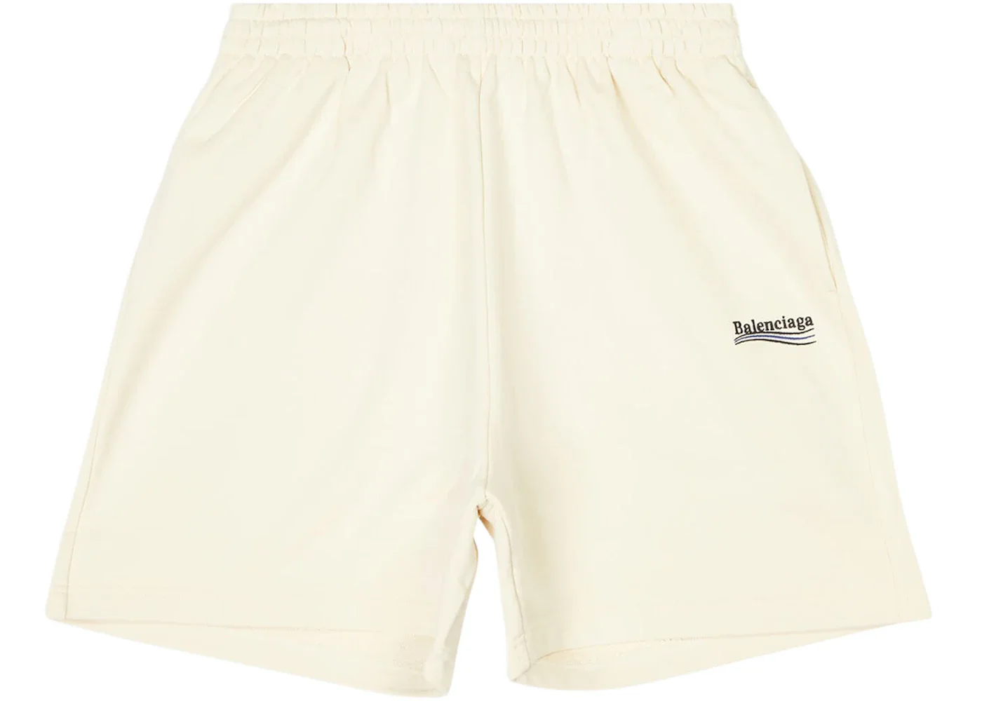 Balenciaga Political Campaign Large Fit Sweat Shorts Light Beige/Black/Blue - 1