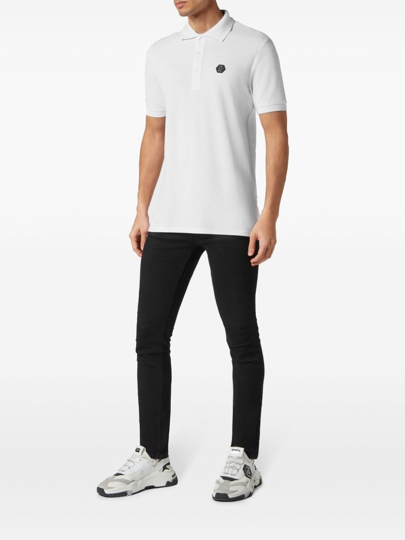 PHILIPP PLEIN Skull-print cotton polo shirt outlook