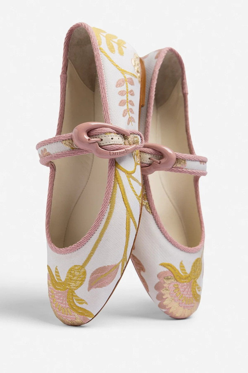 Larroudé by Markarian: Verona Ballet Flat Mist Floral Brocade 4