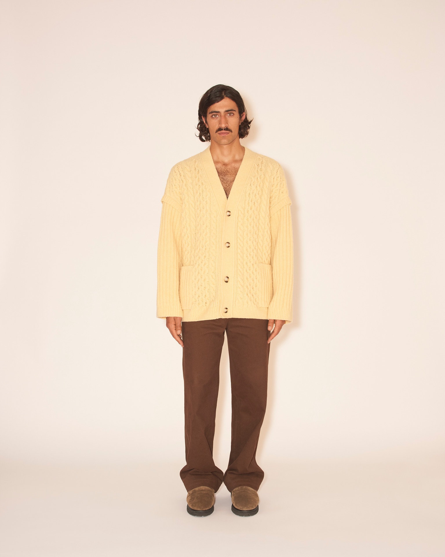 ELMO - Cable knit cardigan - Pale yellow - 2