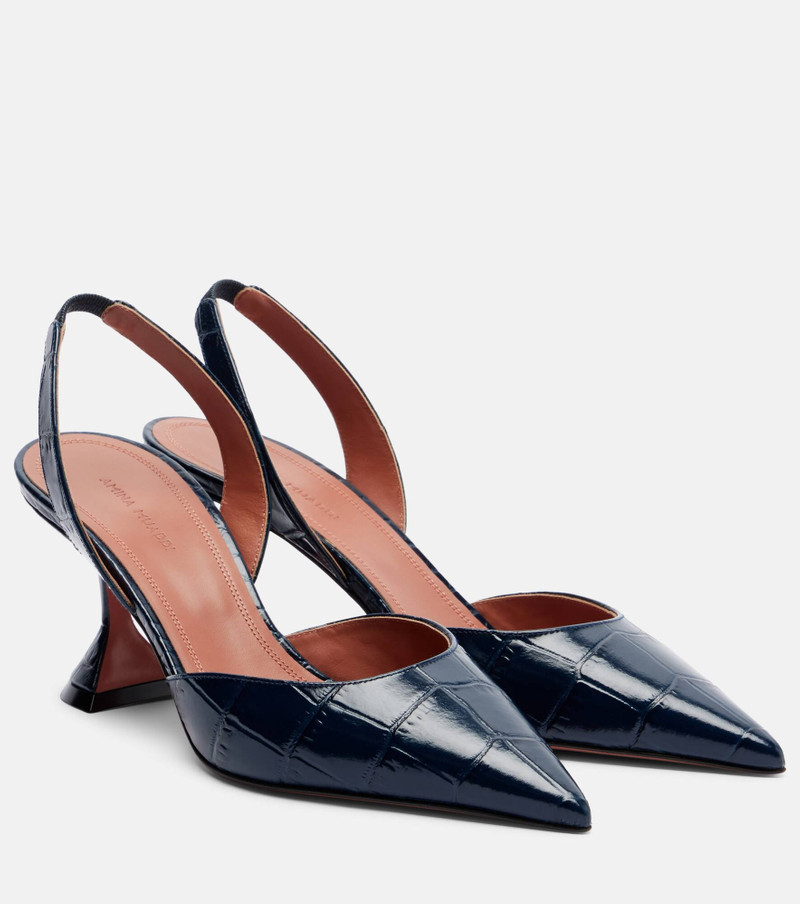 Holli croc-effect leather slingback pumps 1