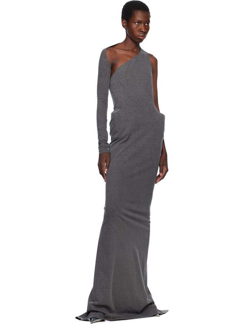 pushBUTTON Gray Asymmetric Darted Slim Maxi Dress outlook