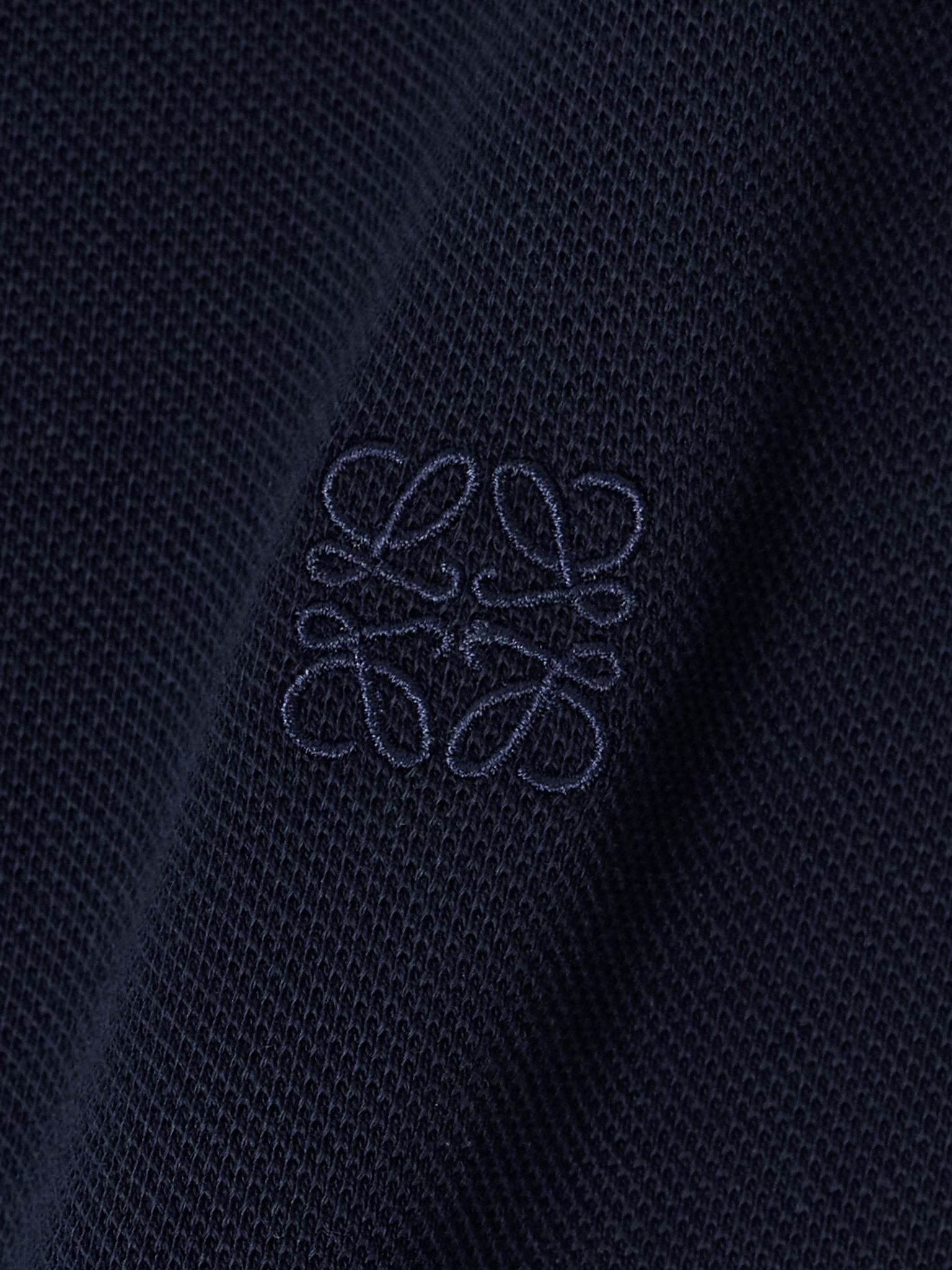 Embroidered cotton-piqué polo shirt Navy - 4