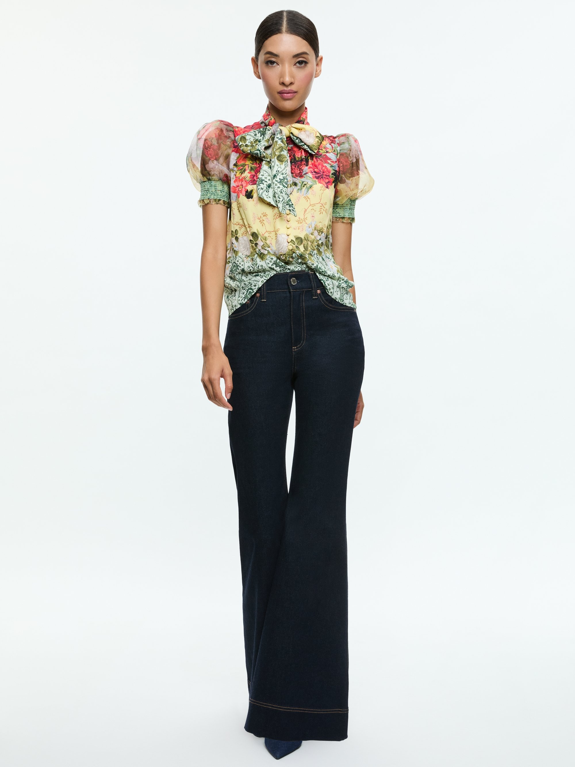 BRENTLEY TIE NECK PUFF SLEEVE BLOUSE - 6