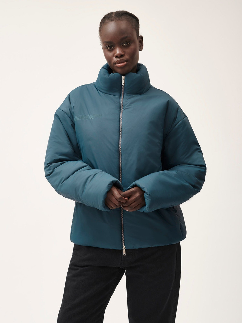 PANGAIA Womens Flower-Warmth Puffer Jacket - Storm Blue outlook