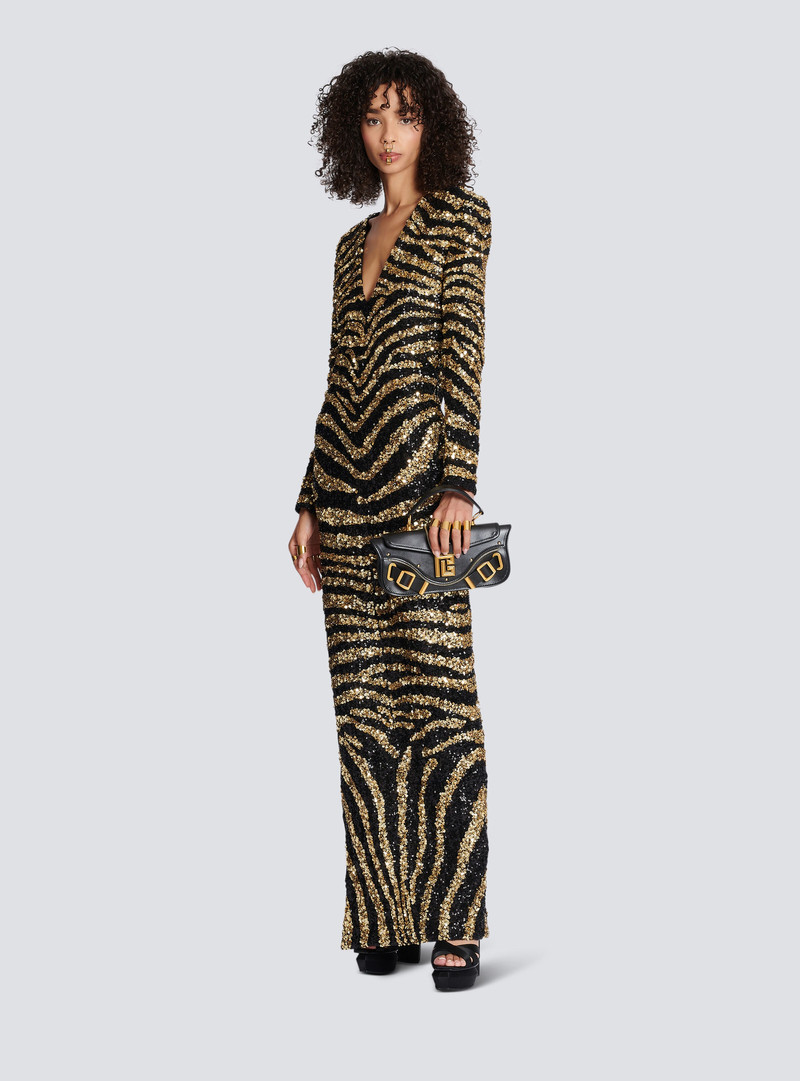 Balmain Embroidered zebra long dress outlook