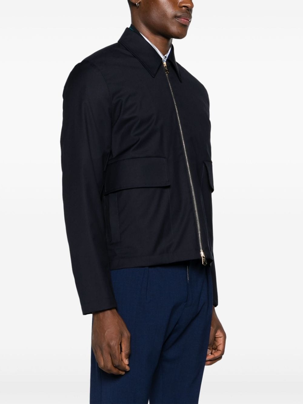 zipped wool shirt jacket - 3