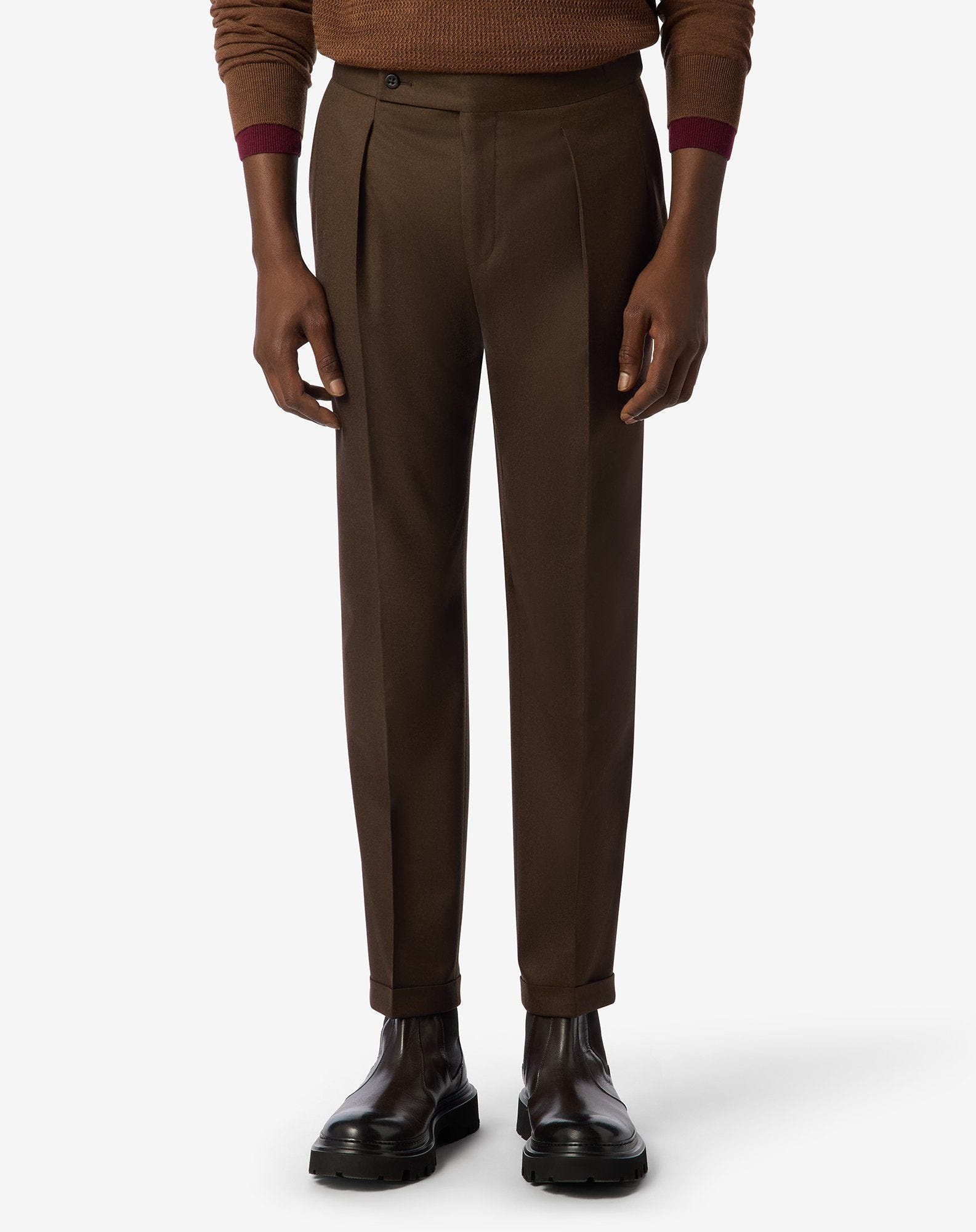 Brown pure wool flannel trousers - 3