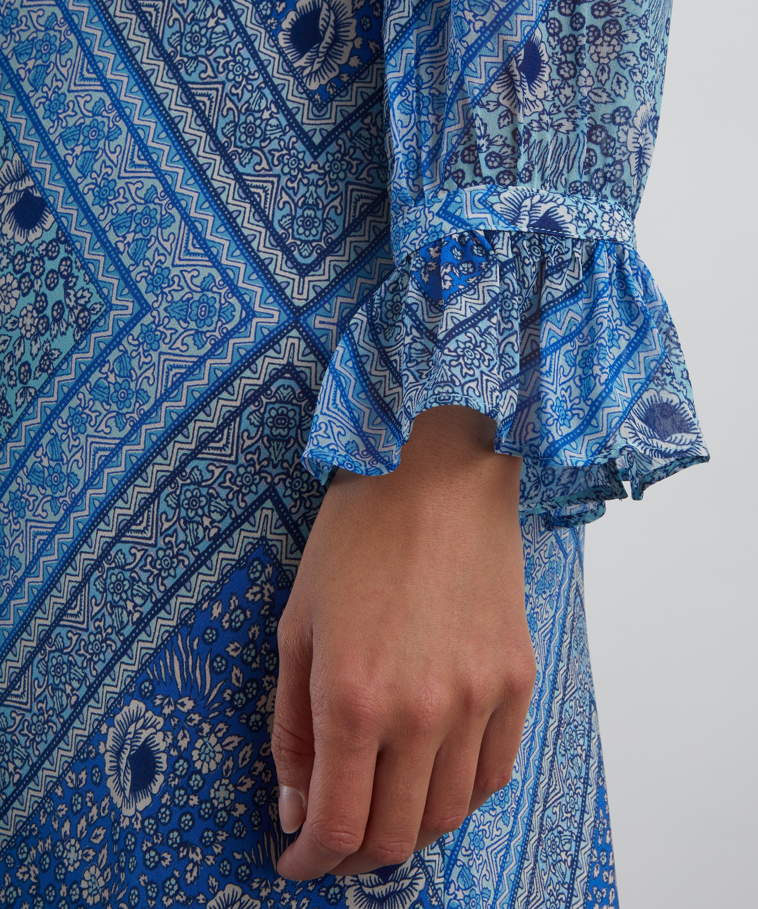 Gracie Boho Scarf Blue Midi Dress - 5