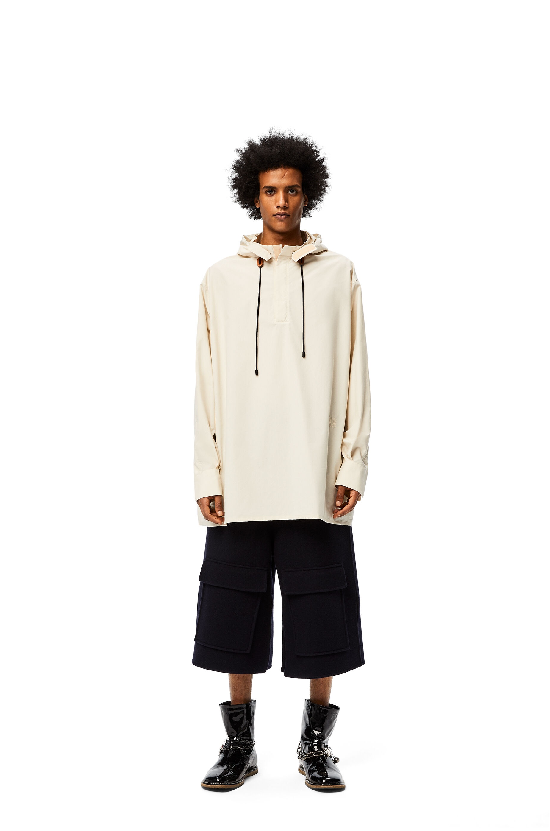 Oversize hooded shirt in cotton - 2