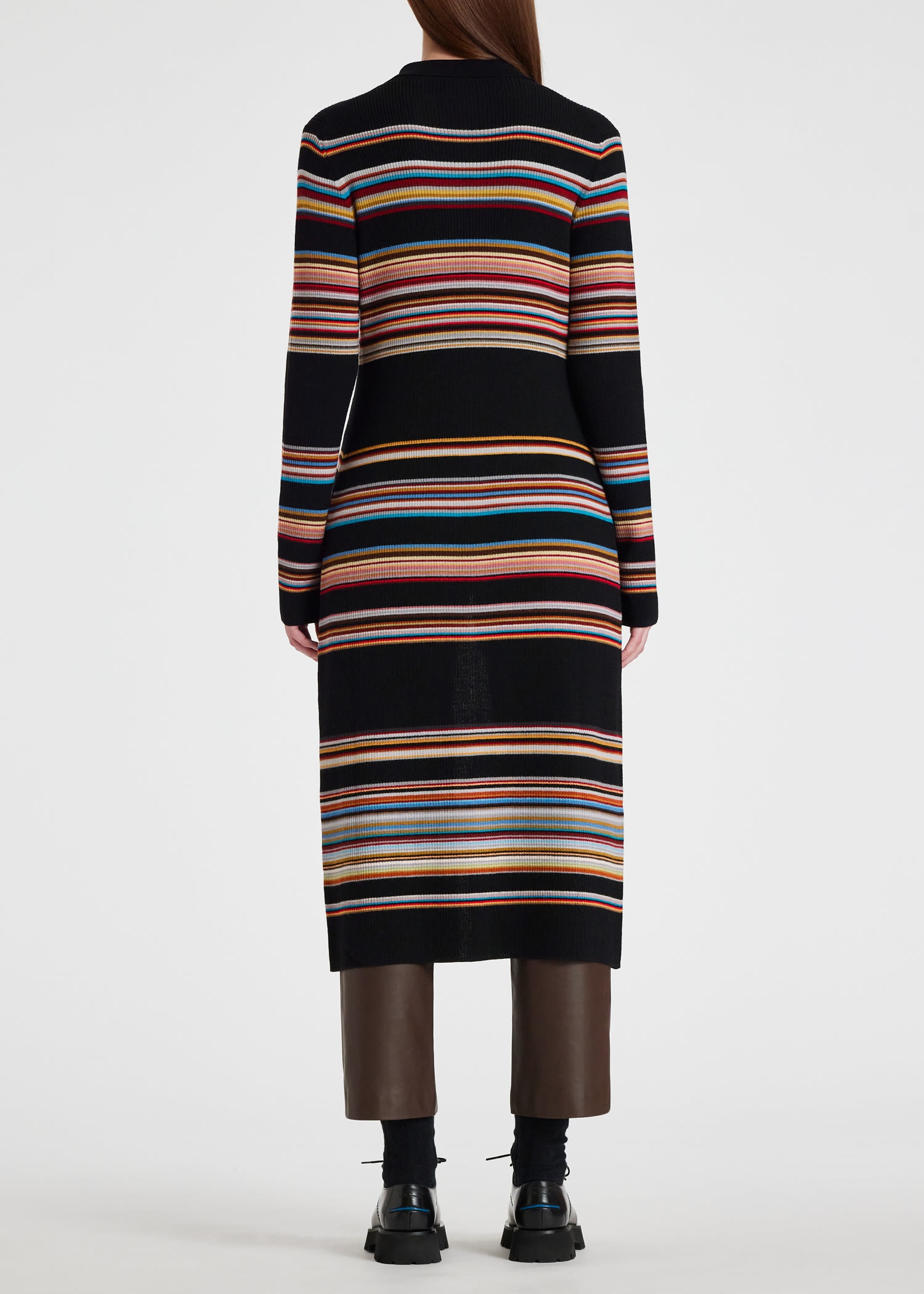 'Signature Stripe' Knitted Wool Shirt Dress - 5