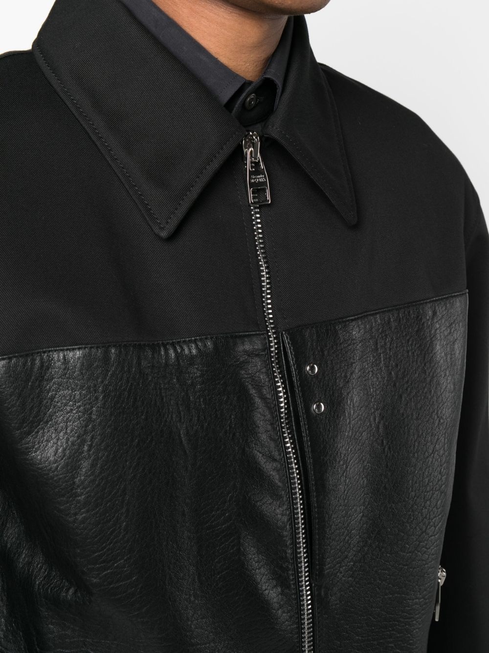 panelled zipped bomber jacket - 5