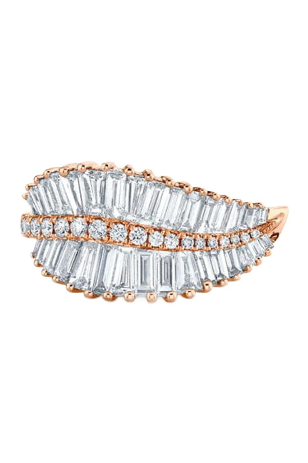 Sideways Palm Leaf Diamond Ring - 1
