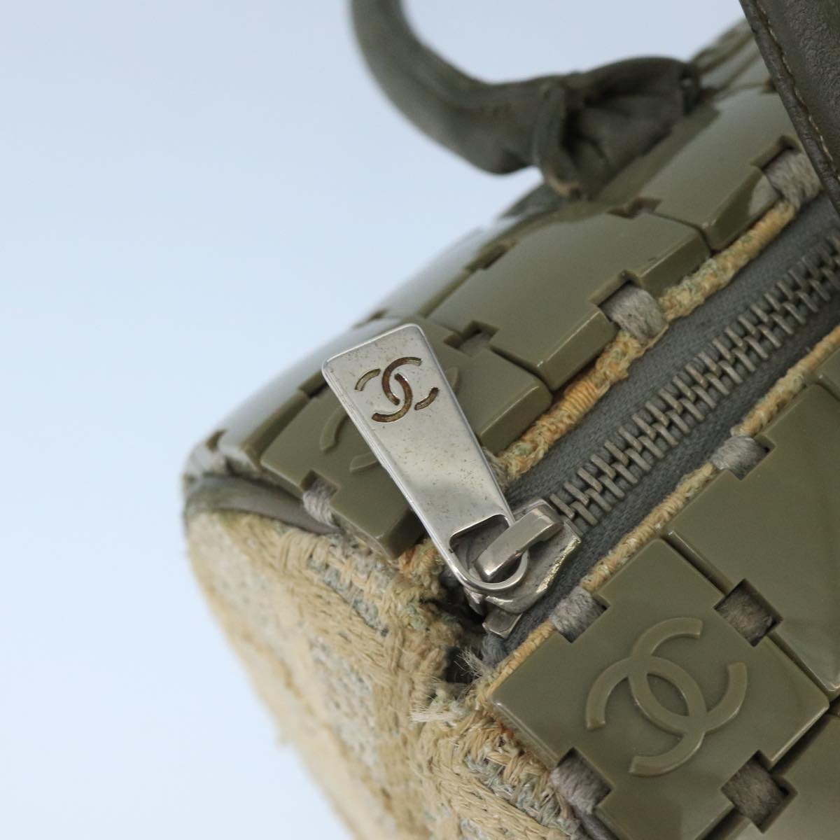 CHANEL Hand Bag Plastic Khaki CC - 15