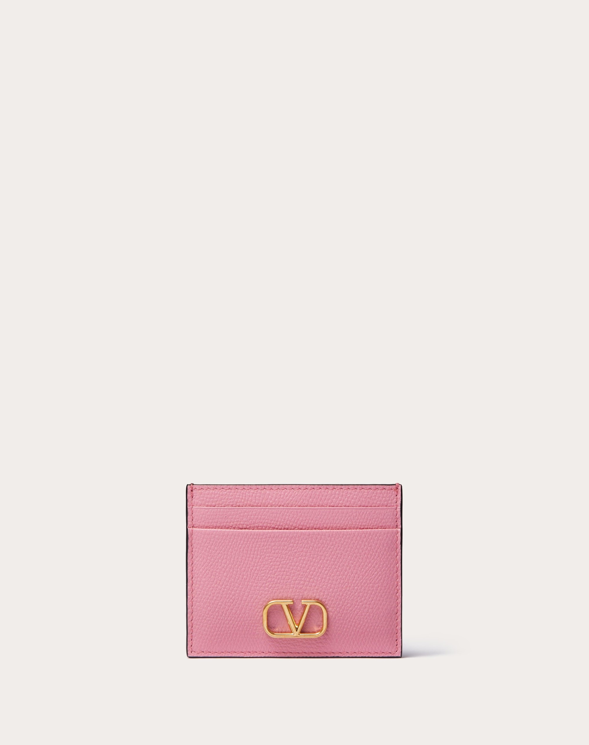 VLOGO SIGNATURE GRAINY CALFSKIN CARDHOLDER - 1