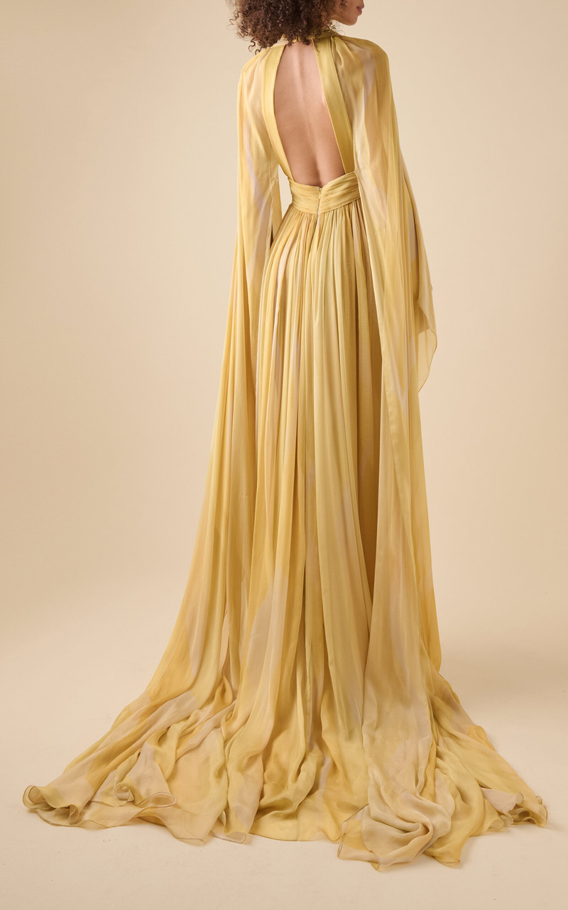 Capelet Printed Silk Gown gold 4