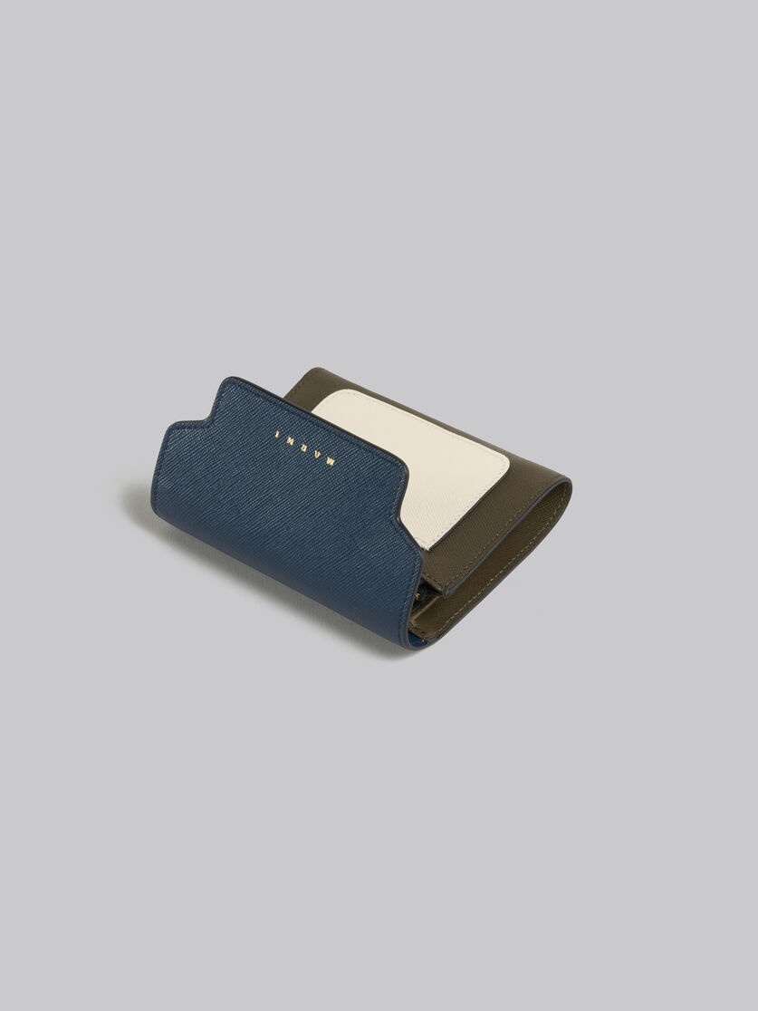 BLUE WHITE AND GREEN SAFFIANO LEATHER WALLET - 4