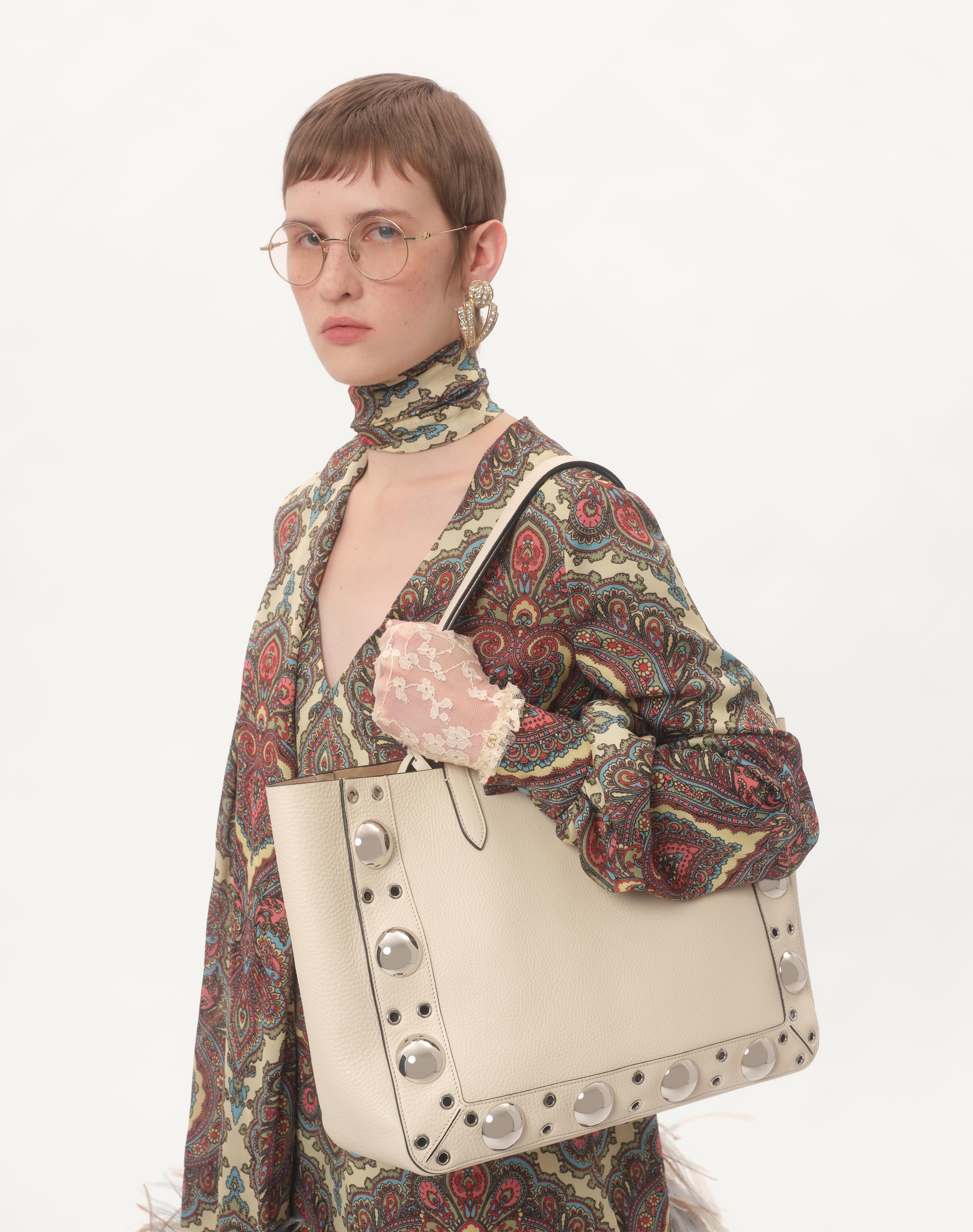 GEORGETTE TOP WITH VOYAGE IMAGINAIRE CASHMERE PRINT WITH FEATHERS - 3