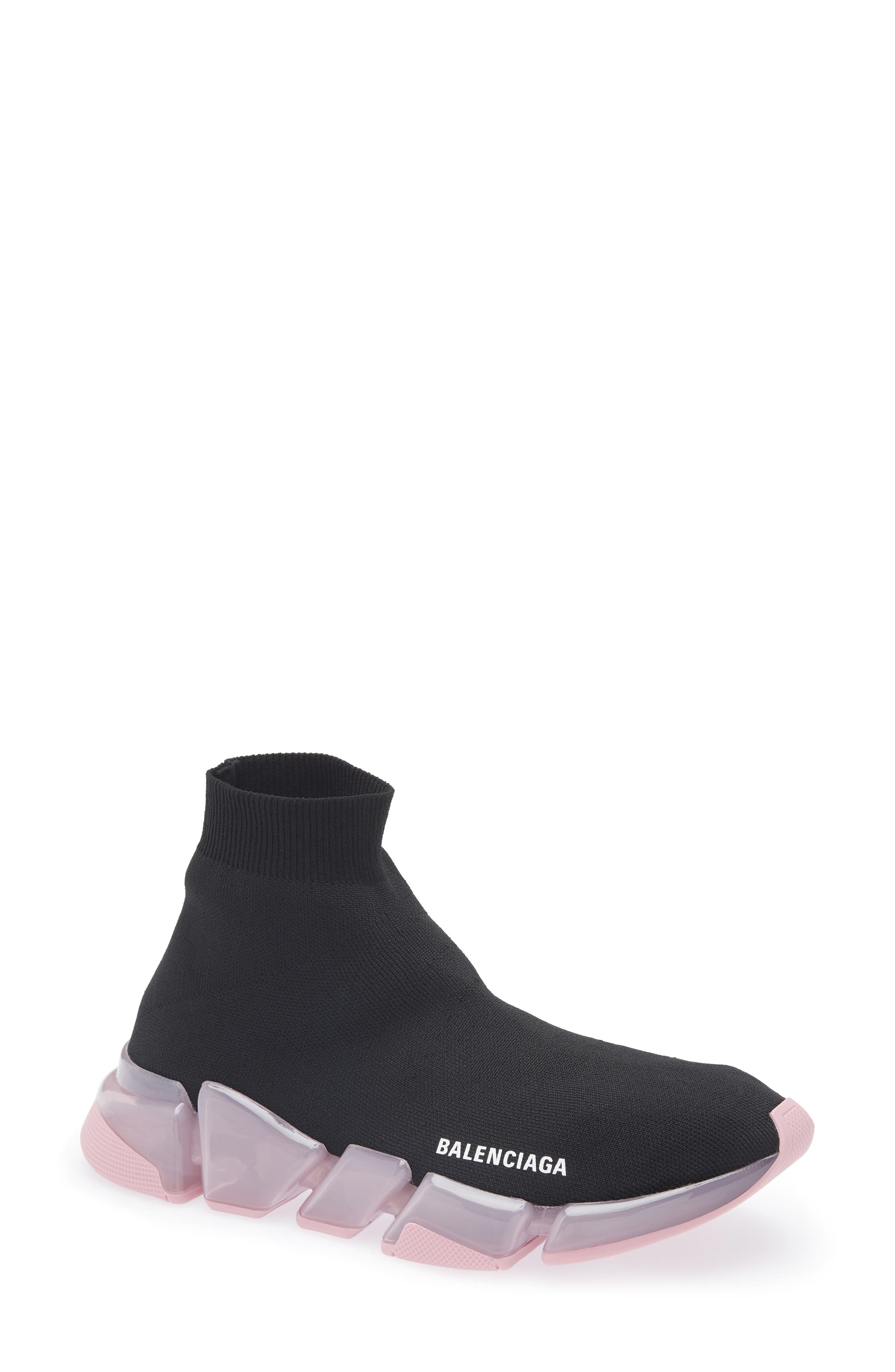 Balenciaga Speed 2.0 LT Sock Sneaker in Black /Light Pink at Nordstrom - 1