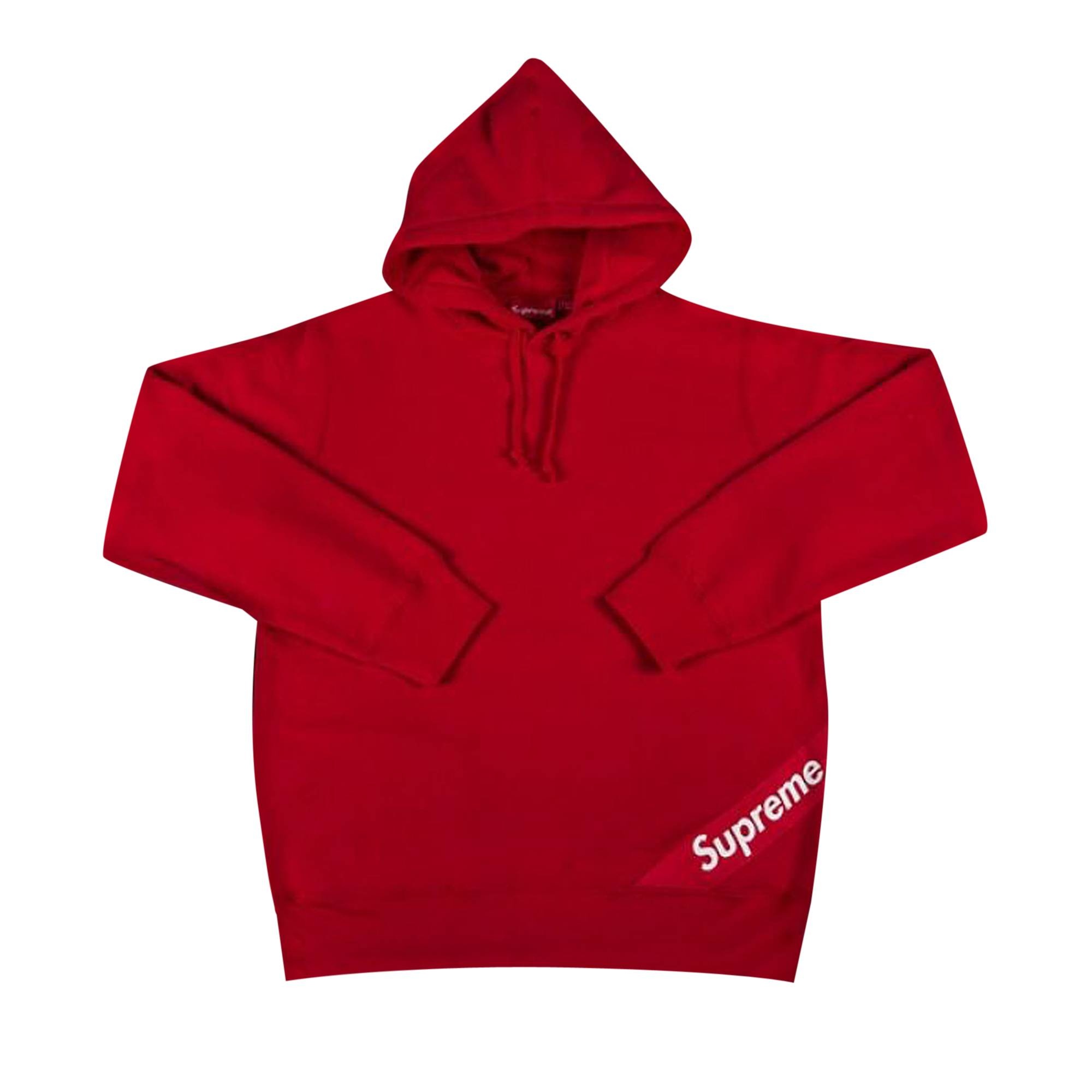 Supreme Corner Label Hooded Sweatshirt 'Red' - 1