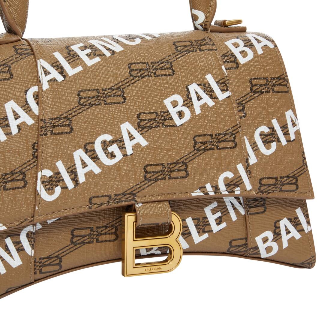 Women's Hourglass Small Handbag Bb Monogram Coated Canvas And Allover Logo  in Beige - 8