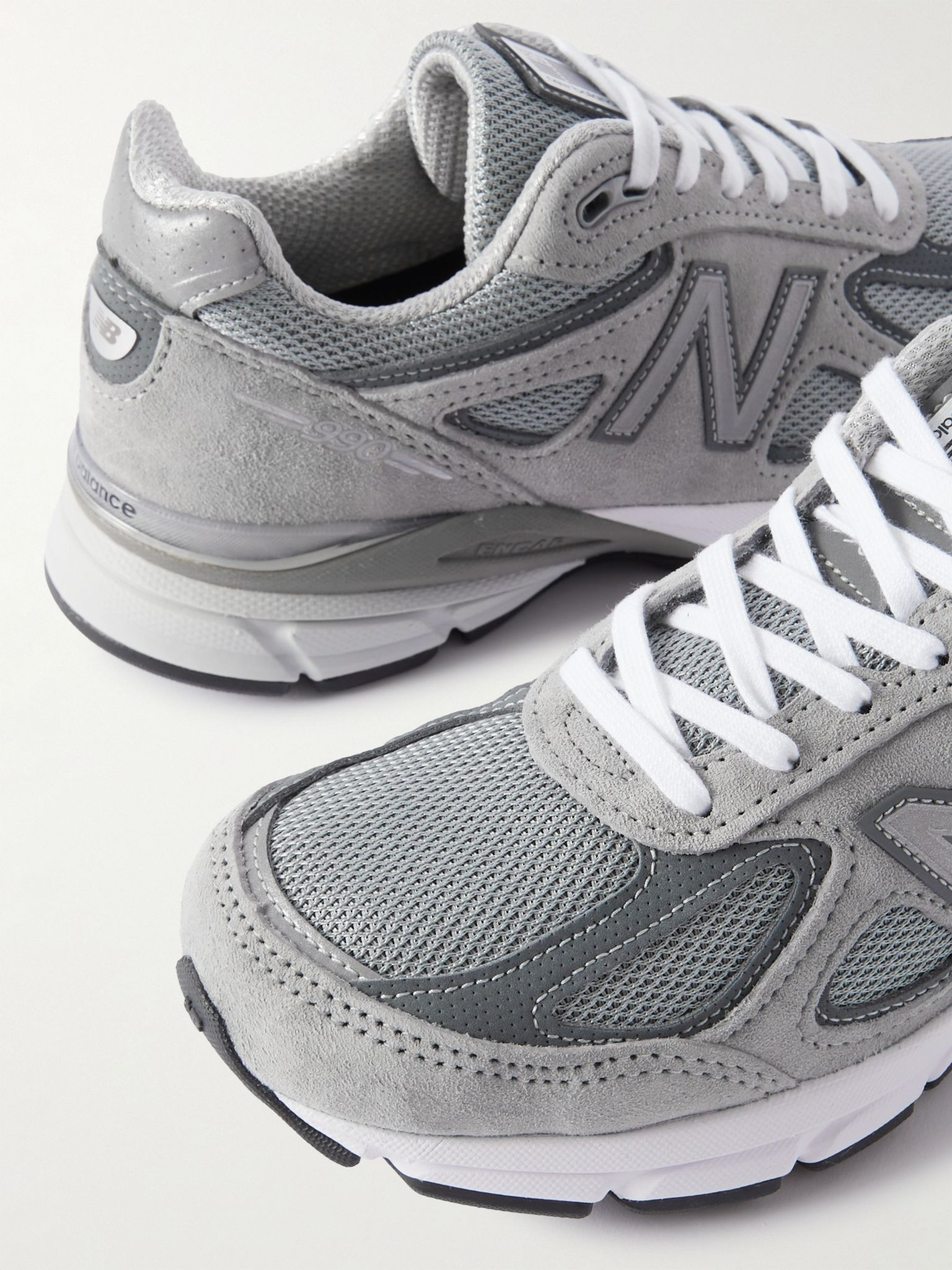 990v4 leather-trimmed suede and mesh sneakers Gray - 4