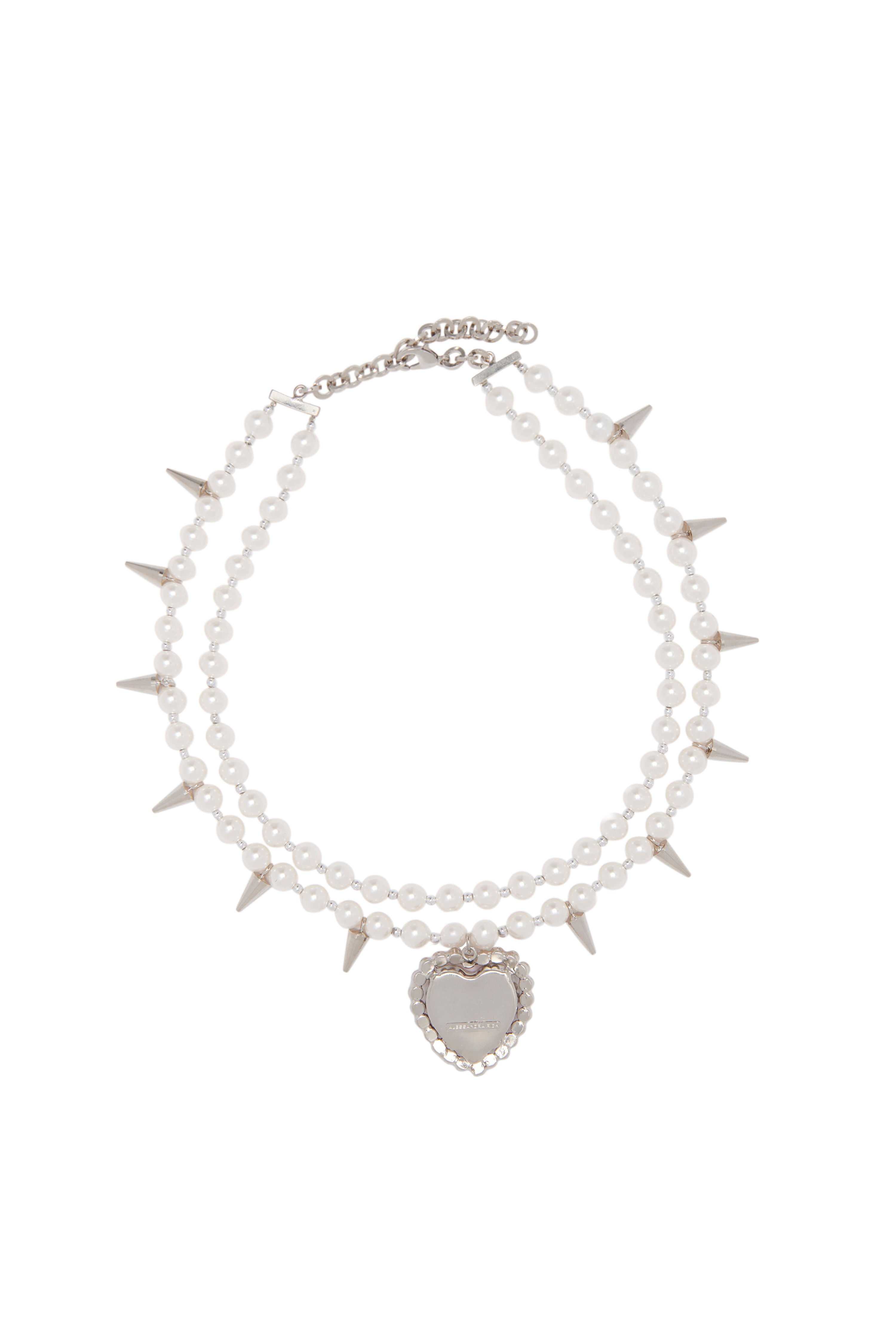 PEARL NECKLACE WITH SPIKES AND CRYSTAL HEART - 2