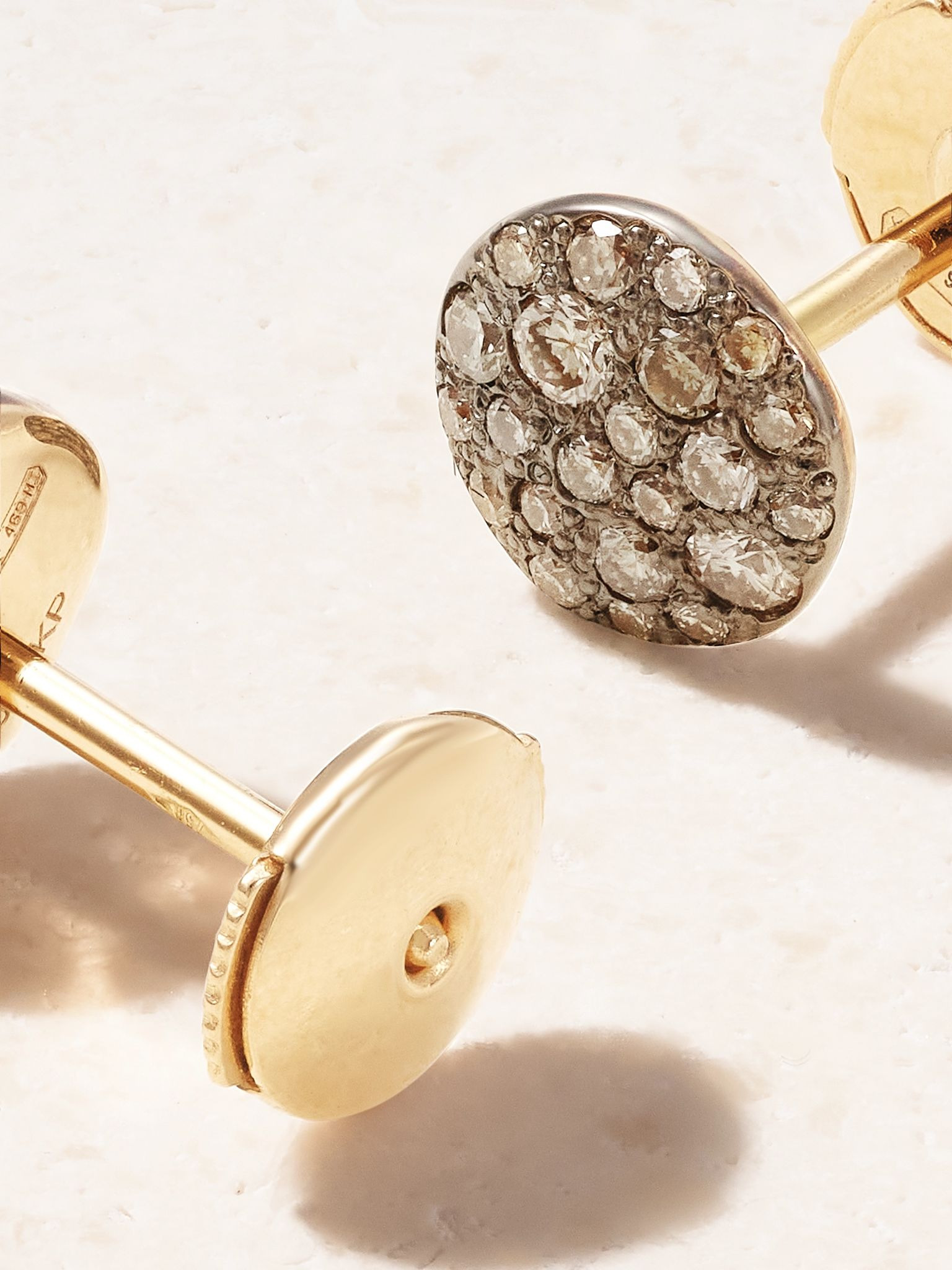 Sabbia rhodium-plated 18-karat rose gold diamond earrings Gold - 3
