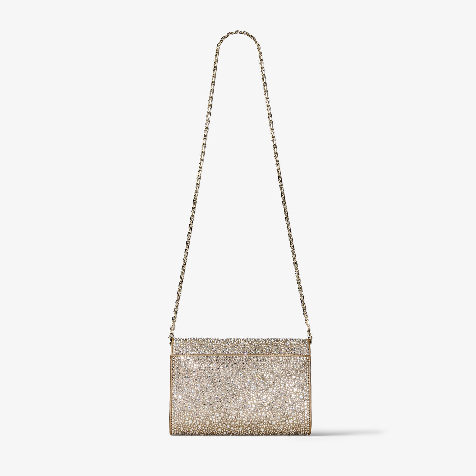 Curve Clutch
Gold Shimmer Suede Clutch Bag with Hotfix Crystals - 6